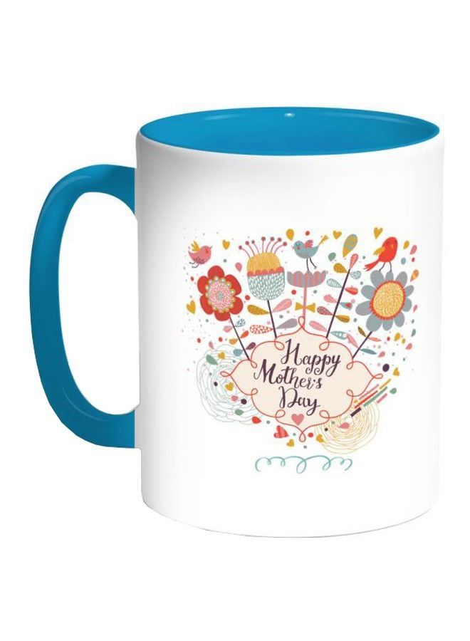 RKN Happy Mothers Day Printed Coffe Mug White/Turquoise/Yellow - Image 2