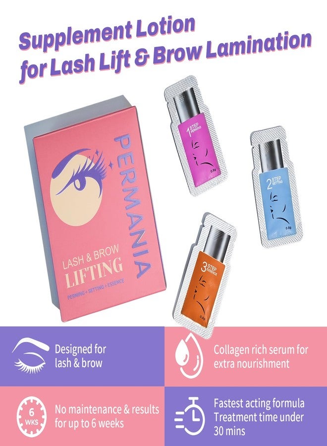 PERMANIA مجموعة رفع الرموش PERMANIA، 15 قطعة لوسيون خطوات منفصلة للصالة أو في المنزل لتجعيد الرموش وتثبيت الحواجب (بدون أدوات) - Image 3