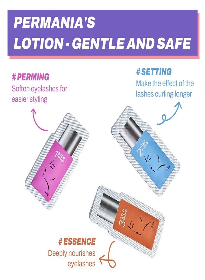PERMANIA مجموعة رفع الرموش PERMANIA، 15 قطعة لوسيون خطوات منفصلة للصالة أو في المنزل لتجعيد الرموش وتثبيت الحواجب (بدون أدوات) - Image 5