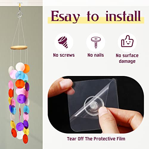 Yinkin 10 Pcs Ceiling Hooks Self Adhesive Stainless Steel Eye Hooks No Hole Hanger Transparent Waterproof Seamless Oilproof Wall Hangers 10lb (Max) for Hanging Plant Lights - Image 5