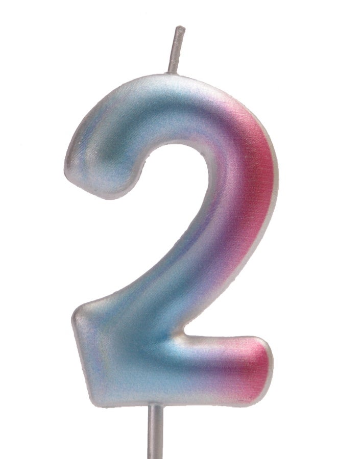 Ciao Multicolor Pastel Number Candle – Numeral 2, 6 cm Tall Birthday Candle for Cakes & Parties - Image 1
