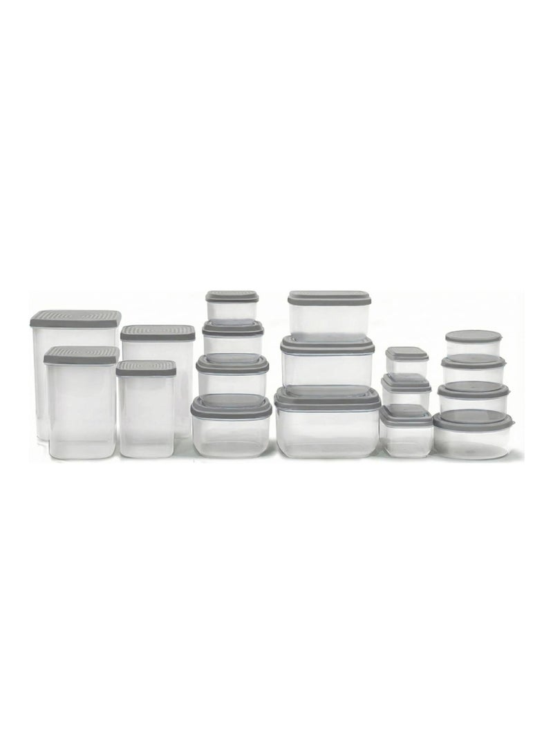 El Watania Food Storage Container Set, Clear with Grey Lids, Multiple Sizes, 18-Piece Set - Image 1