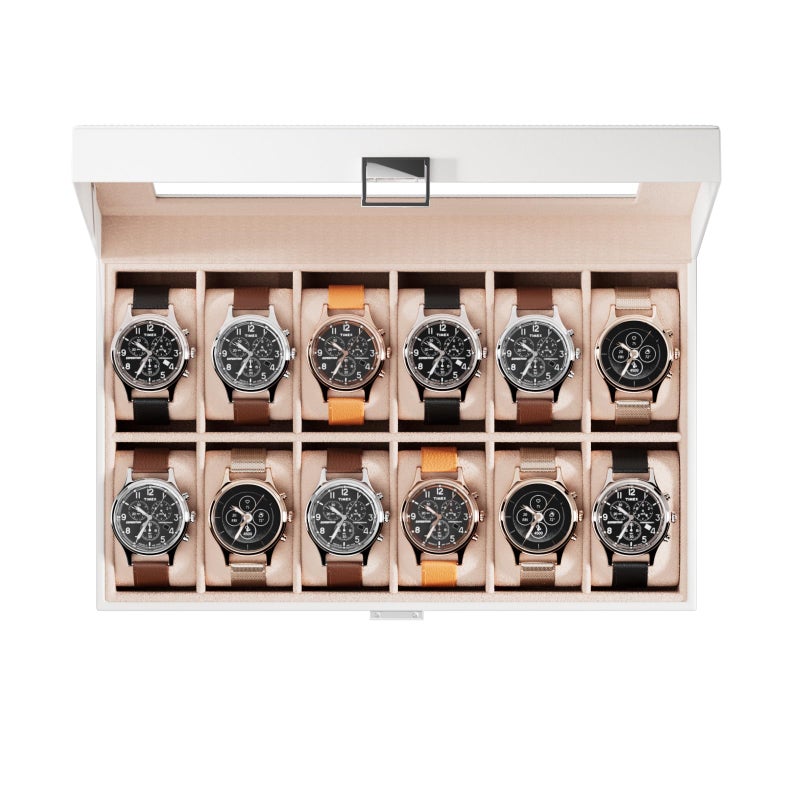 ProCase Watch Box Organizer 12 Slot Watch Display Case With Glass Lid Watch Storage Holder Mens Watch Case Anniversary Birthday Valentine Gifts for Men Women 12 Slot White - Image 2