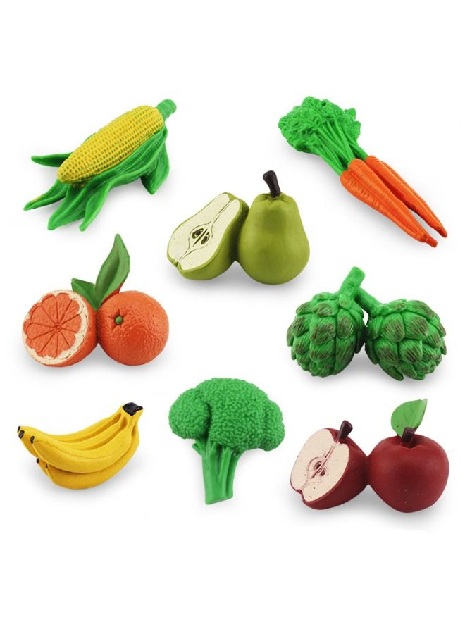 8-Piece Simulated Fruit Vegetable Model Set, Kids Early Education Teaching Aids, Kids Toddlers Decorations Educational Model, Apple Banana Pear Carrot Broccoli Plastic Model  - Image 1
