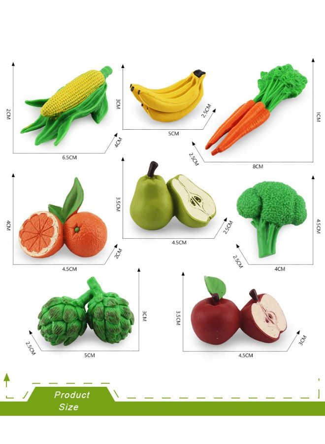 8-Piece Simulated Fruit Vegetable Model Set, Kids Early Education Teaching Aids, Kids Toddlers Decorations Educational Model, Apple Banana Pear Carrot Broccoli Plastic Model  - Image 2