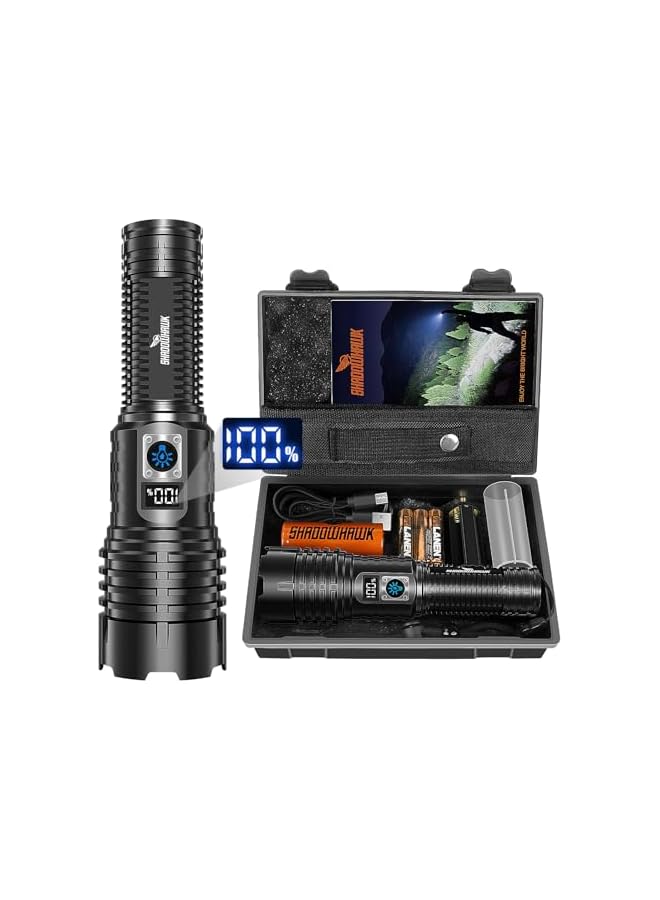 promass Flashlight Rechargeable Torch Light, 20000 Lumens Flash Light Led flashlights Tactical, XHM77.2 Led Torch Light High Power, USB Handheld Powerful Torches for Camping Hiking Emergency