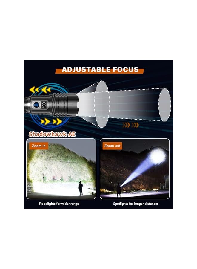 promass Flashlight Rechargeable Torch Light, 20000 Lumens Flash Light Led flashlights Tactical, XHM77.2 Led Torch Light High Power, USB Handheld Powerful Torches for Camping Hiking Emergency