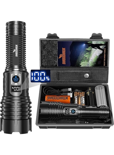 promass Flashlight Rechargeable Torch Light, 20000 Lumens Flash Light Led flashlights Tactical, XHM77.2 Led Torch Light High Power, USB Handheld Powerful Torches for Camping Hiking Emergency
