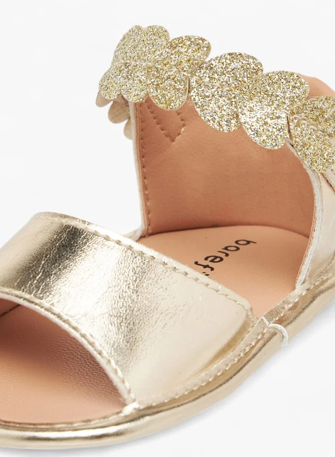 Barefeet Girls Embellished Sandals with Hook and Loop Closure