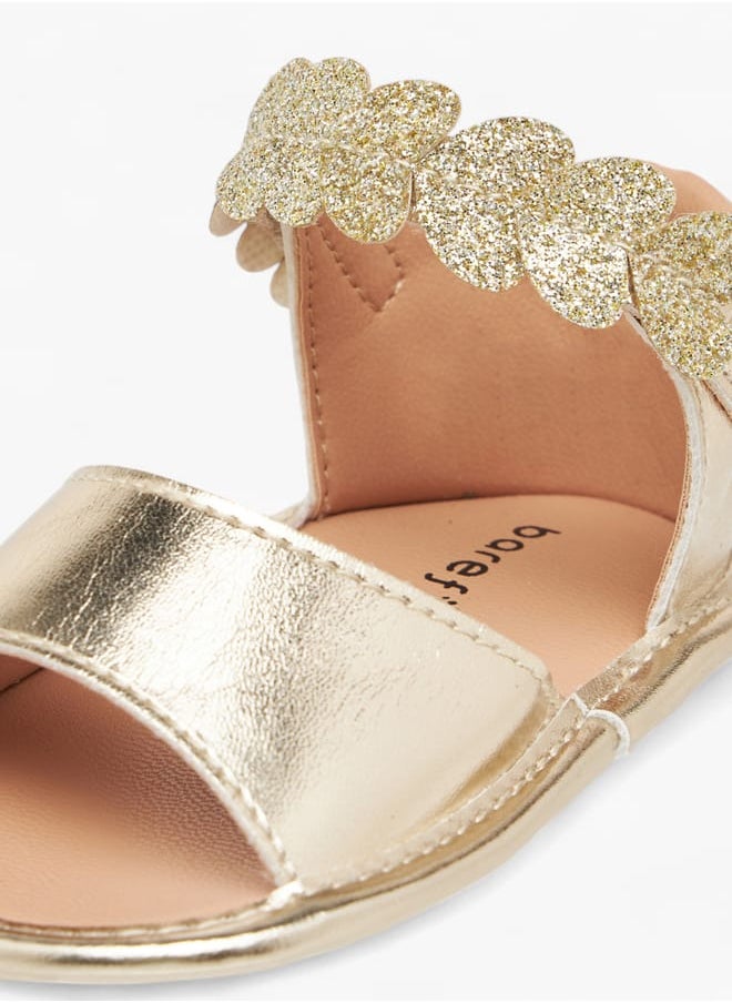 Barefeet - Girls Embellished Sandals with Hook and Loop Closure - Image 1
