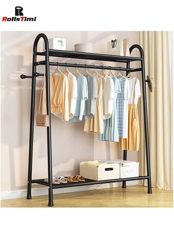 RollsTimi  Freestanding Hanger Clothes Rail 2 Tier Clothes Drying Rail Heavy Duty Metal Clothes Hanging Rail for Home Garment Storage Indoor Easy Storage Adds Instant Closet Space,Black - Image 1