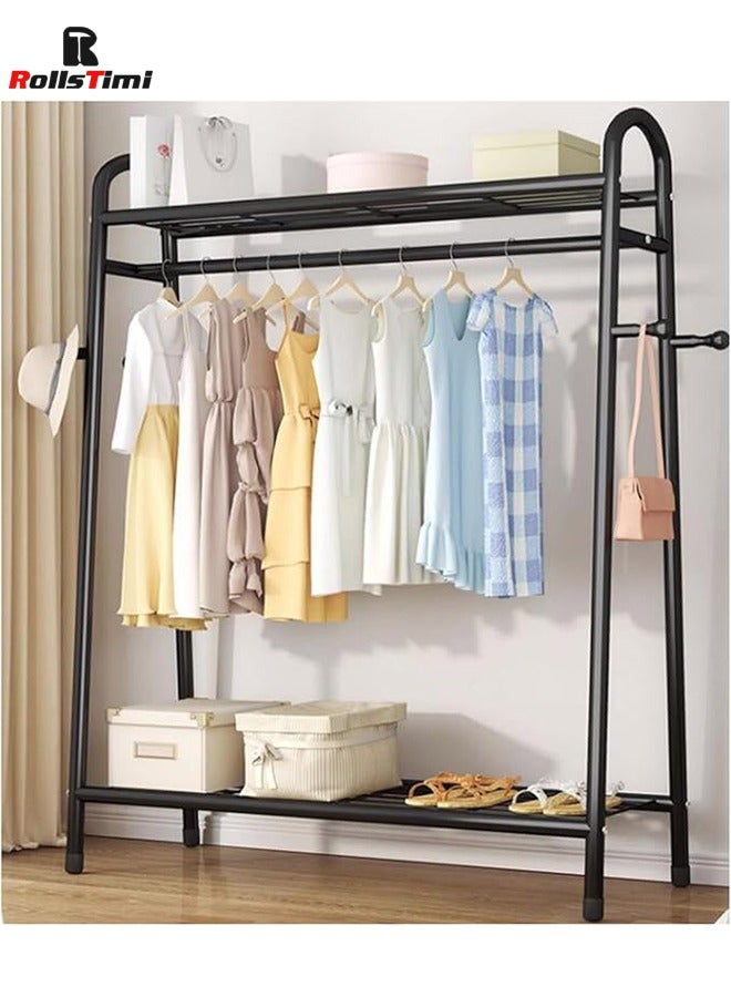 RollsTimi  Freestanding Hanger Clothes Rail 2 Tier Clothes Drying Rail Heavy Duty Metal Clothes Hanging Rail for Home Garment Storage Indoor Easy Storage Adds Instant Closet Space,Black - Image 2