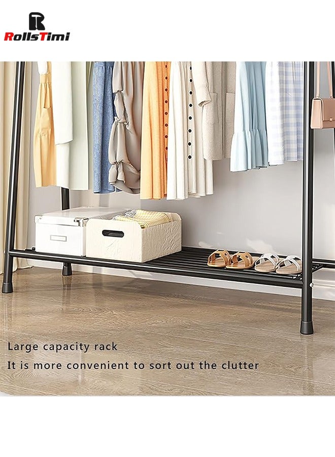 RollsTimi  Freestanding Hanger Clothes Rail 2 Tier Clothes Drying Rail Heavy Duty Metal Clothes Hanging Rail for Home Garment Storage Indoor Easy Storage Adds Instant Closet Space,Black - Image 3