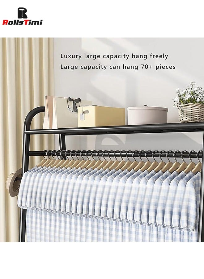 RollsTimi  Freestanding Hanger Clothes Rail 2 Tier Clothes Drying Rail Heavy Duty Metal Clothes Hanging Rail for Home Garment Storage Indoor Easy Storage Adds Instant Closet Space,Black - Image 5