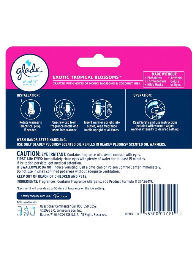 Glade Plugins Refills Air Freshener Scented And Essential Oils For Home And Bathroom Exotic Tropical Blossoms 3.35 Fl Oz 5 Count  - Image 2