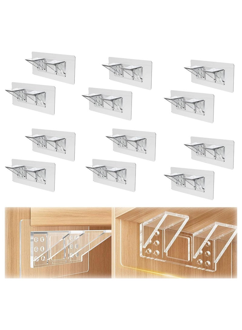 SYOSI Shelf Support Pegs,12 Pcs Clear Self Cabinet Adhesive Shelves Clips, Double Row Thickened and Reinforced Design Shelf Support Pegs for Shelves Kitchen Cabinet Book Closet - Image 1