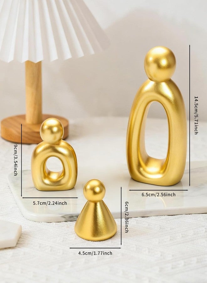 Joogour Abstract Family of 3 Figurines Modern Sculptures - Minimalist Home Decor for TV Stand, Bookshelf, Living Room | Decorative Accents and Gift Ideas as Knick Knacks for Shelves (GLOD) - Image 2