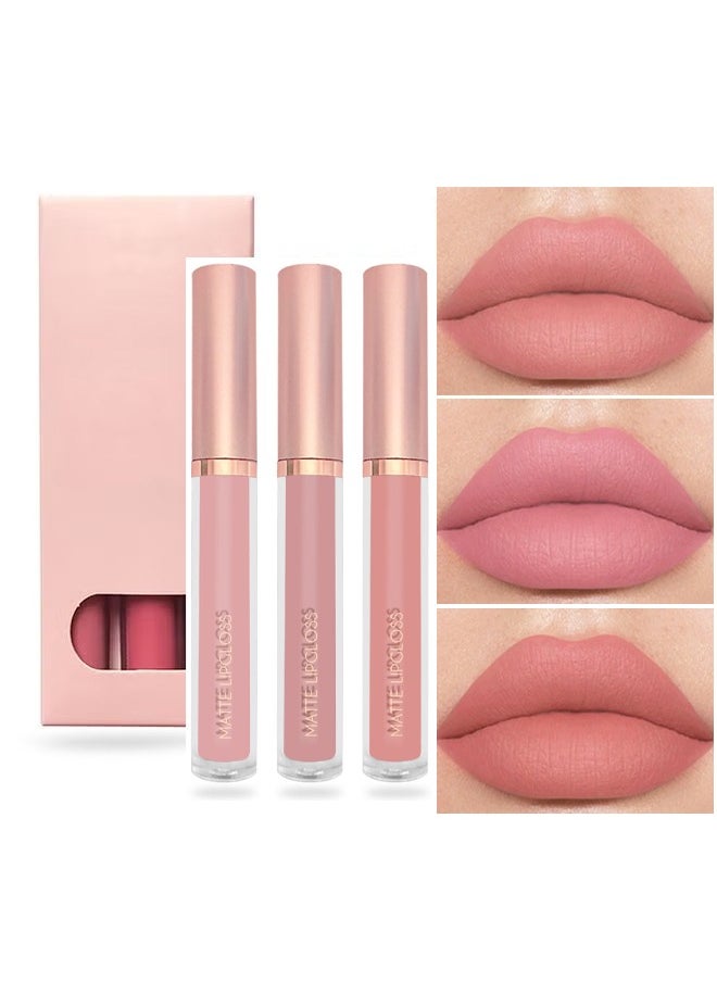 3Pcs Nude Pink Rose Creamy Matte Liquid Lipstick Makeup Sets Permanent Lip Stain Set Long Lasting 24 Hours Waterproof #A - pzsku/ZA8EF79ECB8A81871921EZ/45/_/1731398793/e85f20a8-da45-449c-a4a7-447ea48e0601