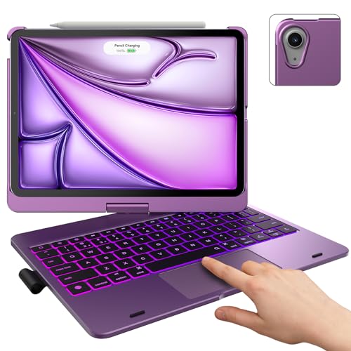 typecase Touch Keyboard Case with Trackpad for iPad Air 11-inch (M3 2025 / M2 2024): 360°Rotatable - 11 Colors Backlight - Wireless Keyboard with Pencil Holder for iPad Air 5th & 4th Gen,Purple - Image 1