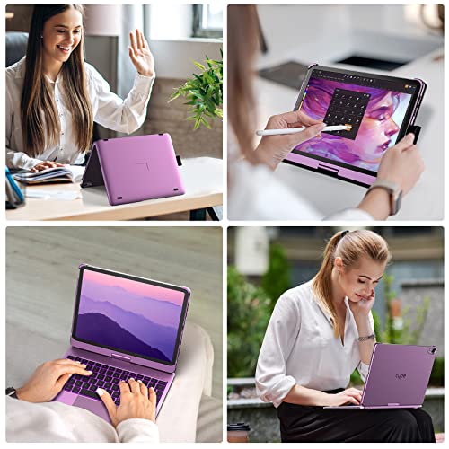 typecase Touch Keyboard Case with Trackpad for iPad Air 11-inch (M3 2025 / M2 2024): 360°Rotatable - 11 Colors Backlight - Wireless Keyboard with Pencil Holder for iPad Air 5th & 4th Gen,Purple - Image 4