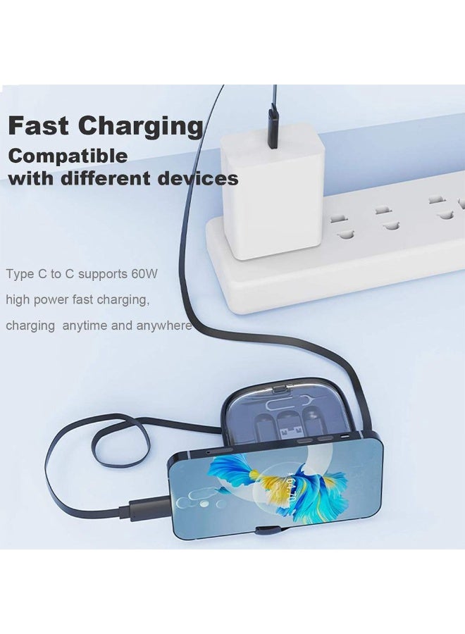 DADU USB Adapter Storage Box, USB C to USB C Retractable Charging Cable Up to 3FT, Adapter Conversion Kit USB/Type-C to Micro/Type-C/Lightning, Data Transfer, Card Slot, Phone Holder - Image 2