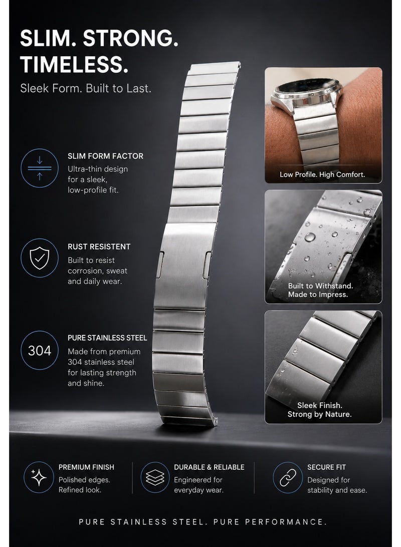 SARAOONT 22mm Stainless Steel Watch Band for Huawei Watch GT6 Pro/GT6/GT5 Pro/GT4, Samsung & Universal Smartwatches, Premium Metal Replacement Strap with Tool-Free Adjustment - Image 5