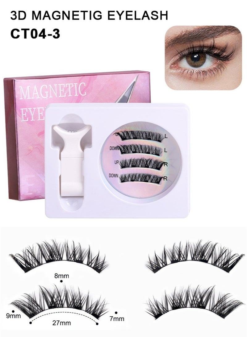 Sthxyfaith Magnetic Eyelashes Full Eyes Reusable Eyelashes with Applicator No Glue Needed Eyelashes Natural Look Lash Clusters Kit Easy to Wear and Remove CT04-3 - Image 1