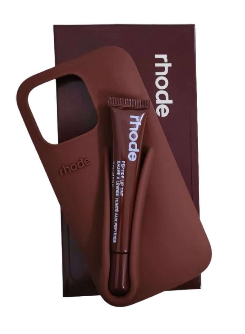 Rhode Silicone Lip Holder – Stick-On Lip Gloss Sleeve for iPhone, Espresso Brown – Secure & Portable Lip Balm Pouch - Image 2