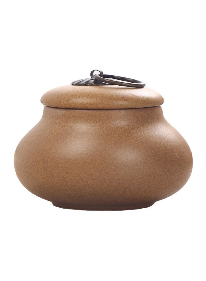 NIBEMINENT Ceramic Tea Storage Jar Brown 6.5x6.5x6.7centimeter 