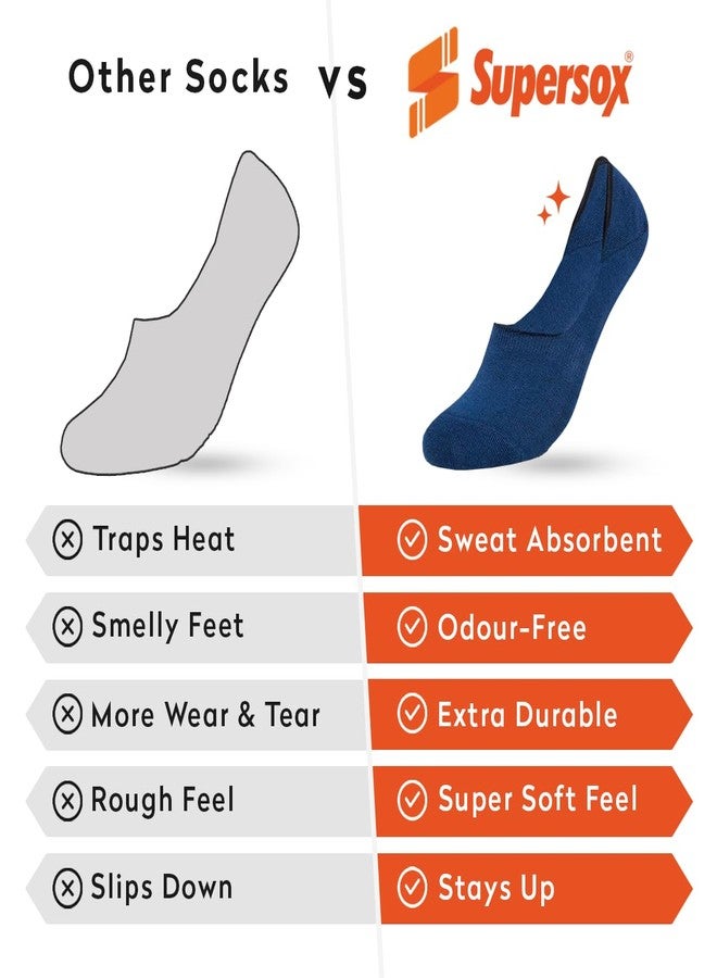 Supersox No Show Loafer Socks for Man | Combed Cotton | Breathable & Moisture Absorbent | Anti-Odour | Anti-Slip Grip | Low Cut Invisible Fit, Blue, Free Size - Image 5