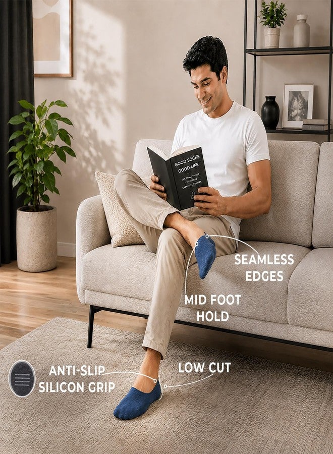 Supersox No Show Loafer Socks for Man | Combed Cotton | Breathable & Moisture Absorbent | Anti-Odour | Anti-Slip Grip | Low Cut Invisible Fit, Blue, Free Size - Image 4