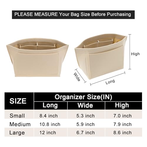 LOUKAYCCI Purse Organizer Insert for Longchamp Le Pliage M Handbag Insert Felt Long Champ Tote Bag Organizer Insert with Cup Beige Medium - Image 3
