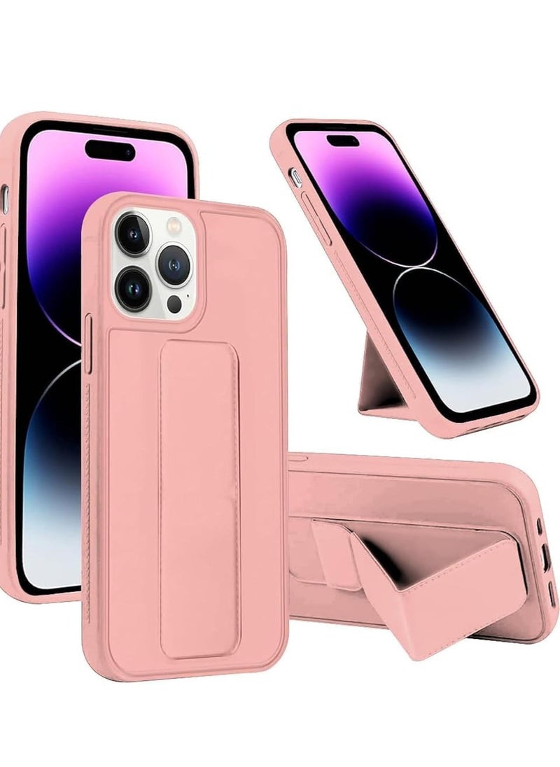 Raxoom iPhone 16 Pro Max Pink Magnetic Car Mount Kickstand Case â€“ Premium Silicone with Vertical & Horizontal Hand Strap and Multi-Stand - Image 1