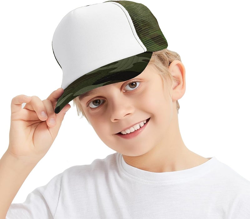 TopTie Kids 5 Panel Trucker Cap Mesh Snapback Hat Foam Front for Boys Girls Aged 3-7 Years Old - Image 1