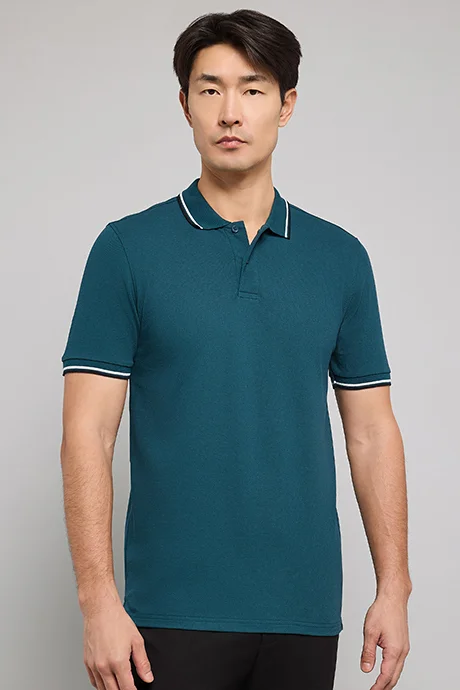 أر أند بي Tipping Detail Polo T-Shirt with Short Sleeves