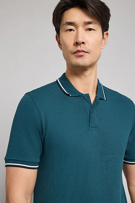 أر أند بي Tipping Detail Polo T-Shirt with Short Sleeves