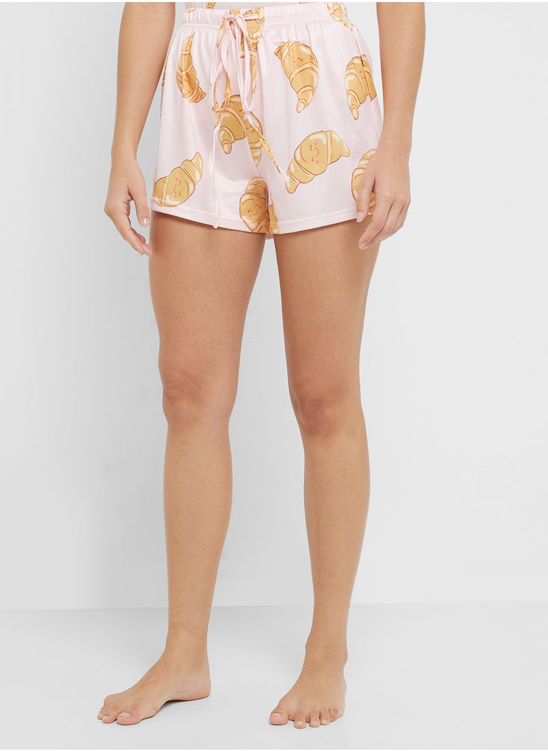 Ginger Croissant Print T-Shirt & Short Pj Set  - Image 4