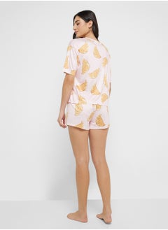 Ginger Croissant Print T-Shirt & Short Pj Set  - Image 2