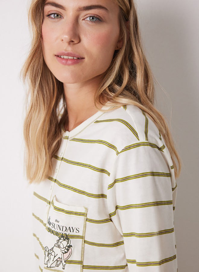 women'secret Garfield Striped Cotton Nightgown  - Image 5