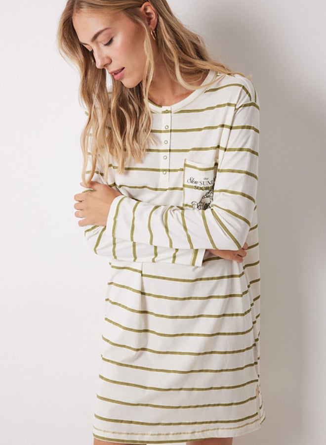 women'secret Garfield Striped Cotton Nightgown  - Image 2