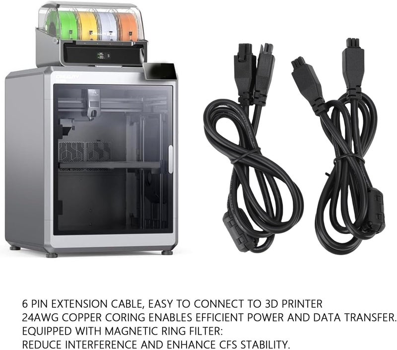 كابل Zunate 485 لطابعة 3D K2 Plus Hi Combo، كابل تمديد مطاطي نحاسي بطول 1 متر و6 أطراف وسمك 24 AWG مزود بفلتر مغناطيسي لنقل ا��طاقة والبيانات بكفاءة عالية. - Image 5