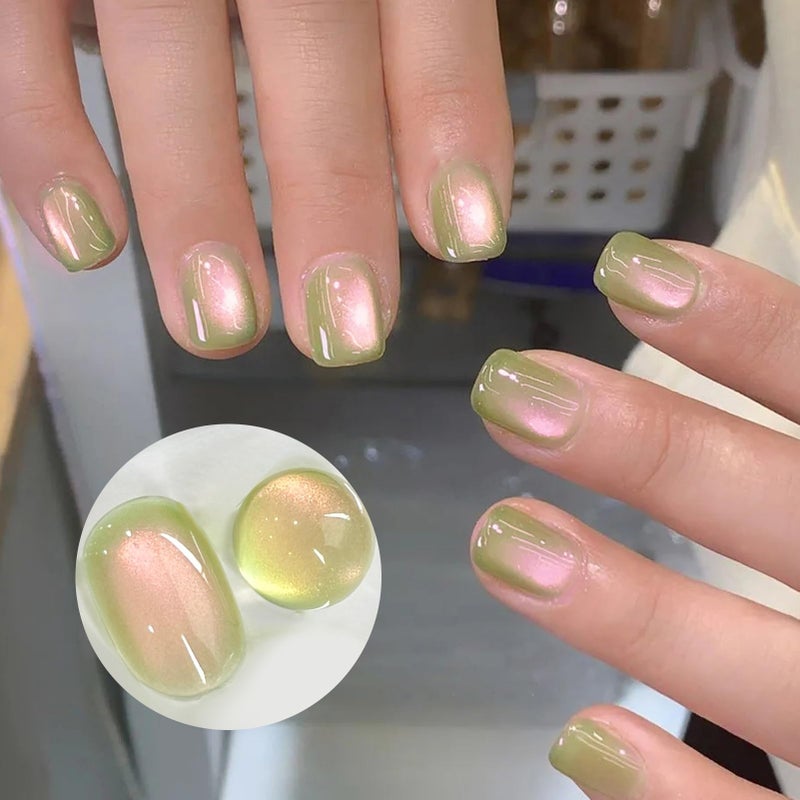BORN PRETTY Cat Magnetic Eye Gel Nail Polish,Sweet Guava Green Pink Magnetic Gel Polish Manicure Nail Art DIY 15ml - Image 5