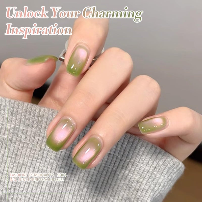 BORN PRETTY Cat Magnetic Eye Gel Nail Polish,Sweet Guava Green Pink Magnetic Gel Polish Manicure Nail Art DIY 15ml - Image 3