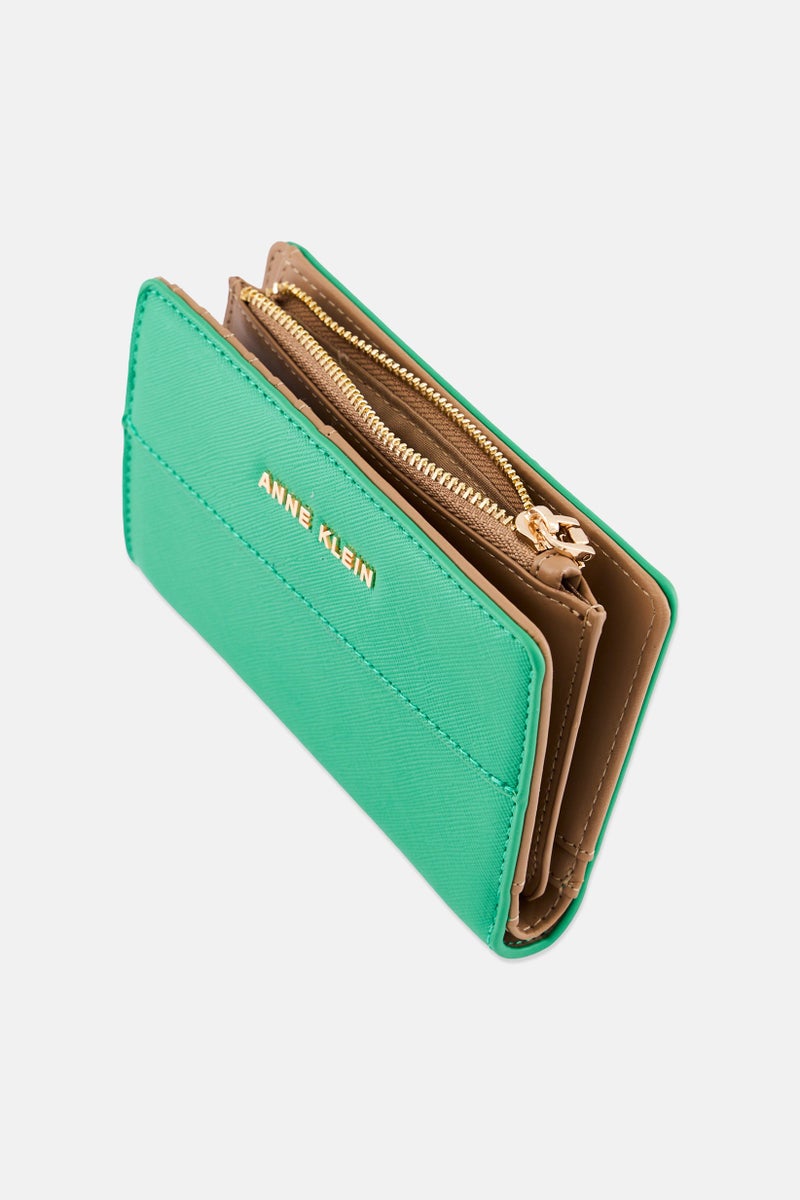 ANNE KLEIN Women Brand Logo Slim Bifold Wallet, Green - Image 4