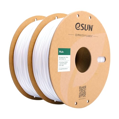 eSUN PLA+ Filament 1.75mm, 3D Printer Filament PLA Plus, Dimensional Accuracy +/- 0.03mm, 1KG per Spool, 2 Spools 3D Printing Filament, Cold White - Image 1