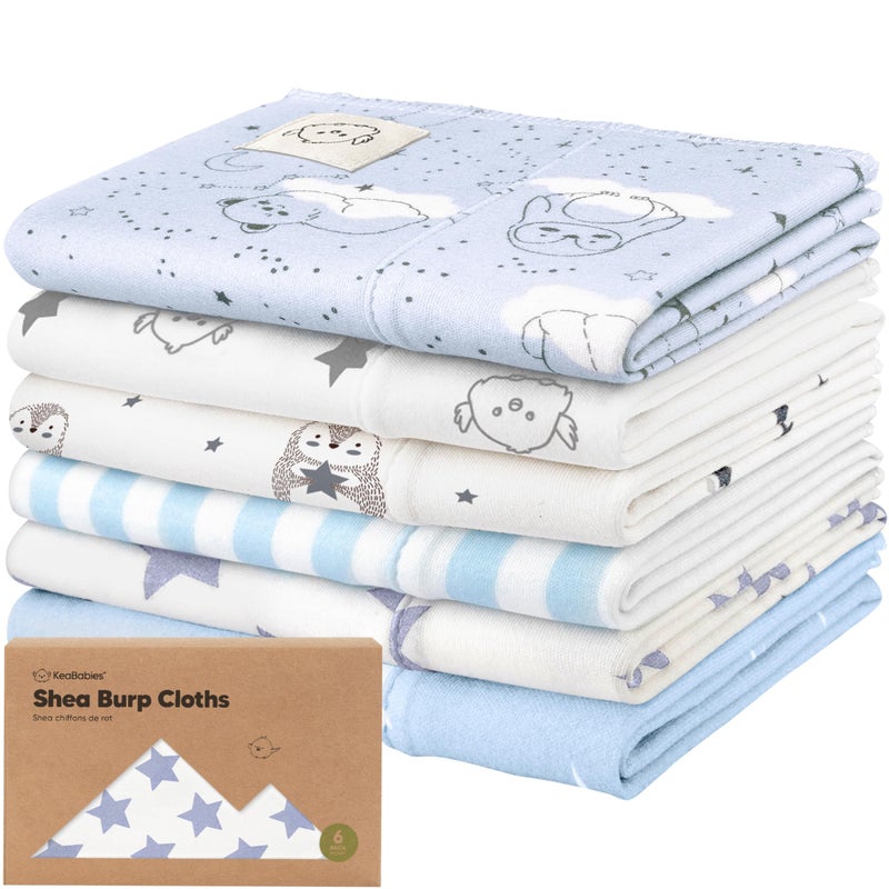 KeaBabies Organic Burp Cloths Baby Boy, Girl - 6-Pack Large Cotton Burping Cloths for Babies, Spit Up Rags, Super Absorbent, Ultra Soft Newborn Rag, Gender Neutral, Machine Washable, Durable(Constellation) - Image 1