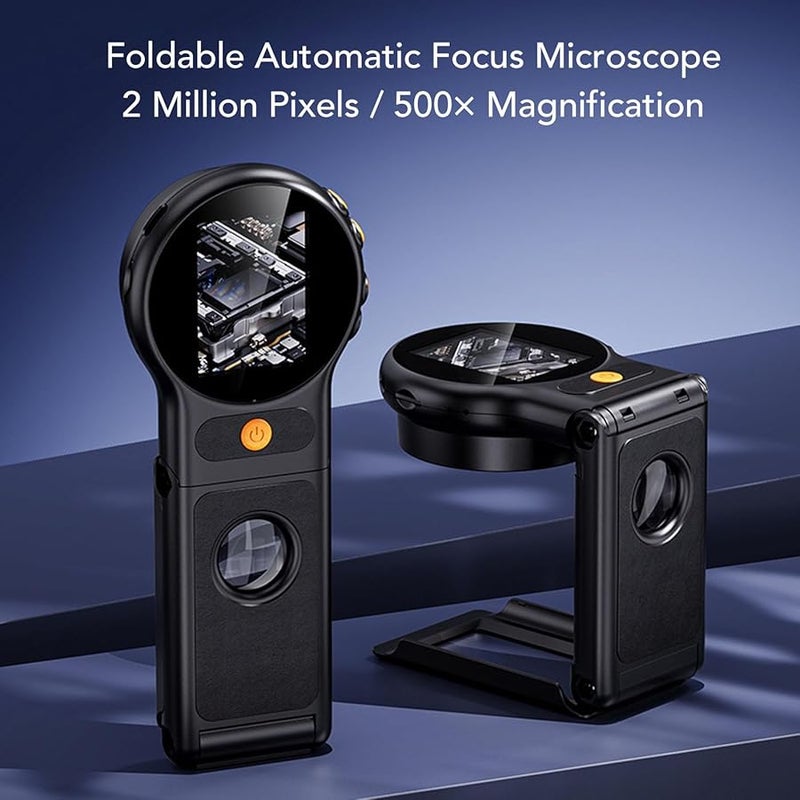 Vbestlife Foldable Digital Microscope 2MP Auto Focus 500x Magnification Handheld Magnifier With 2 Inch Color Screen 8 LED Lights - Image 3