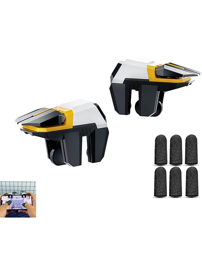 أكس سبرينج وحدة تحكم الألعاب المحمولة مزودة بـ 6 أزرار ومشغلات ألعاب احترافية بحساسية محسنة للألعاب المحمولة التنافسية مع 3 أزواج من أكمام أصابع الألعاب متوافقة مع هواتف Ios وAndroid - Image 1