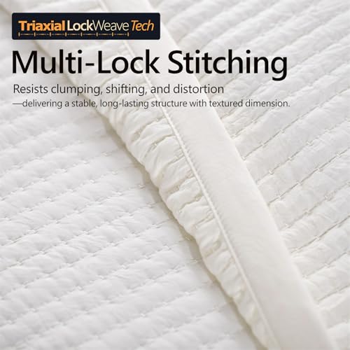 DAWNDIOR Queen Quilt Set – 90"x90" Soft Washed Lightweight Bedspread with Multi-Lock Quilting, Minimalist Nordic Bedding, All-Season Quilt for Spring, Summer & Fall (1 Quilt + 2 Pillow Shams), Cream White - Image 4