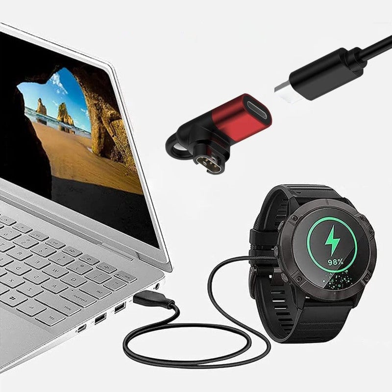 90 Degrees Watch Charger 8 Pin Adapter - Wide Compatibility Compact Lightweight Design Garmin Watch Charger for Travelers Business Users & Garmin Fenix Instinct Forerunner Vivoactive Venu Owners - Image 2